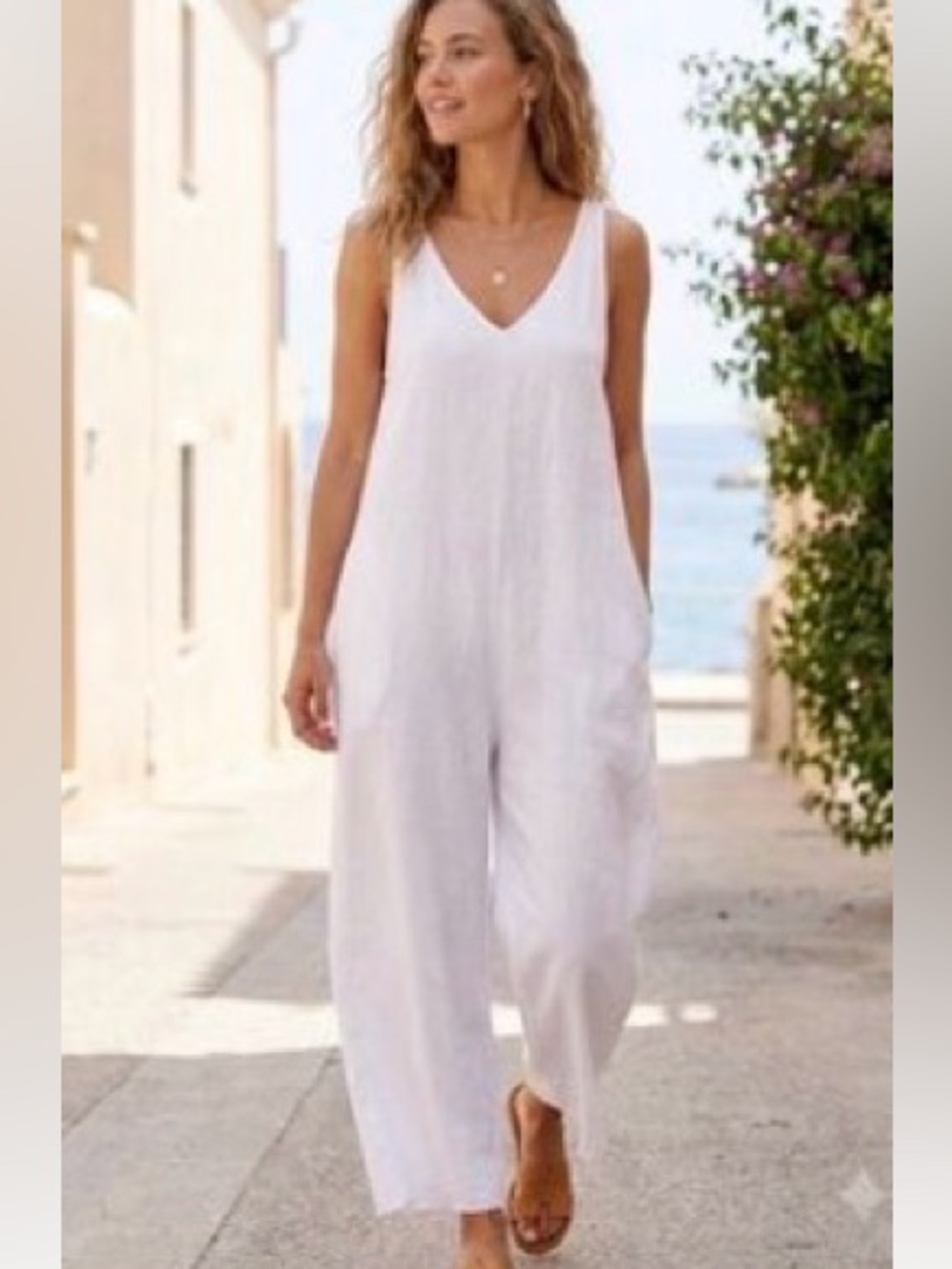 LUNYA White Organic Pima Sleeveless Jumpsuit Romper Sz S NEW